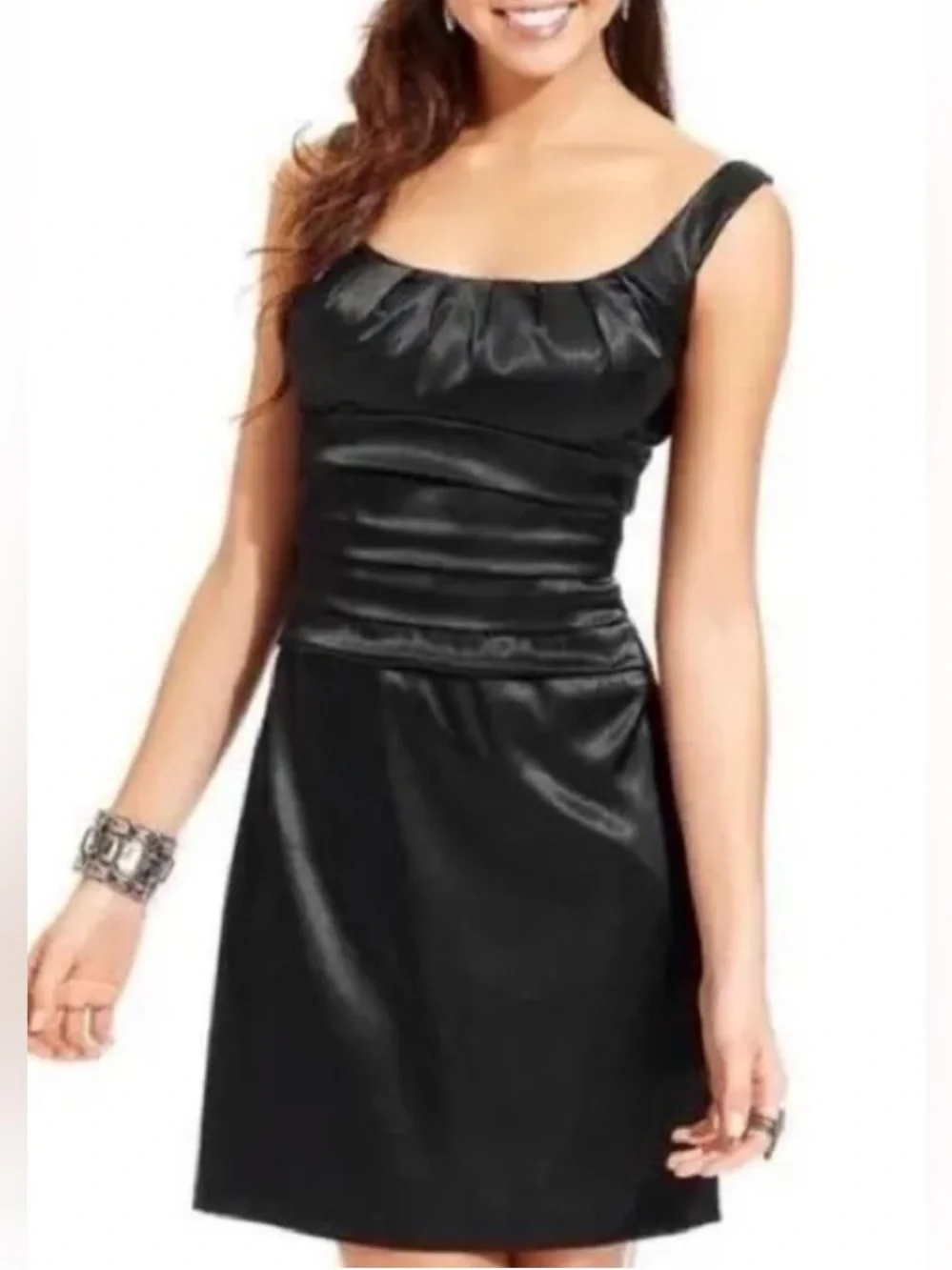 B Darlin | Dresses | B Darlin Black Satin Ruched Mini Bodycon Dress Juniors  Size 2 | Poshmark